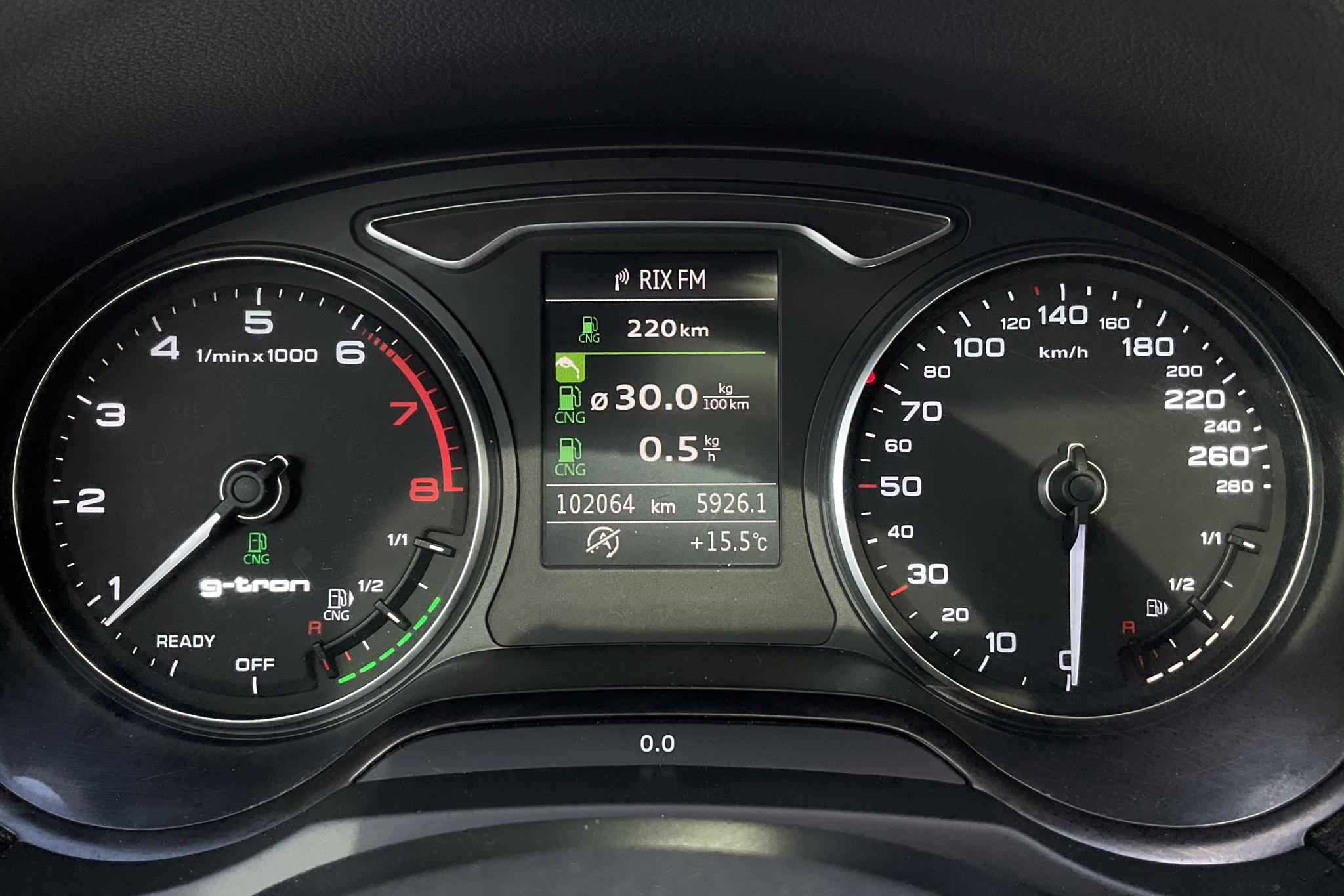 Audi A3 1.4 TFSI g-tron Sportback (110hk) - 10 206 mil - Manuell - svart - 2016