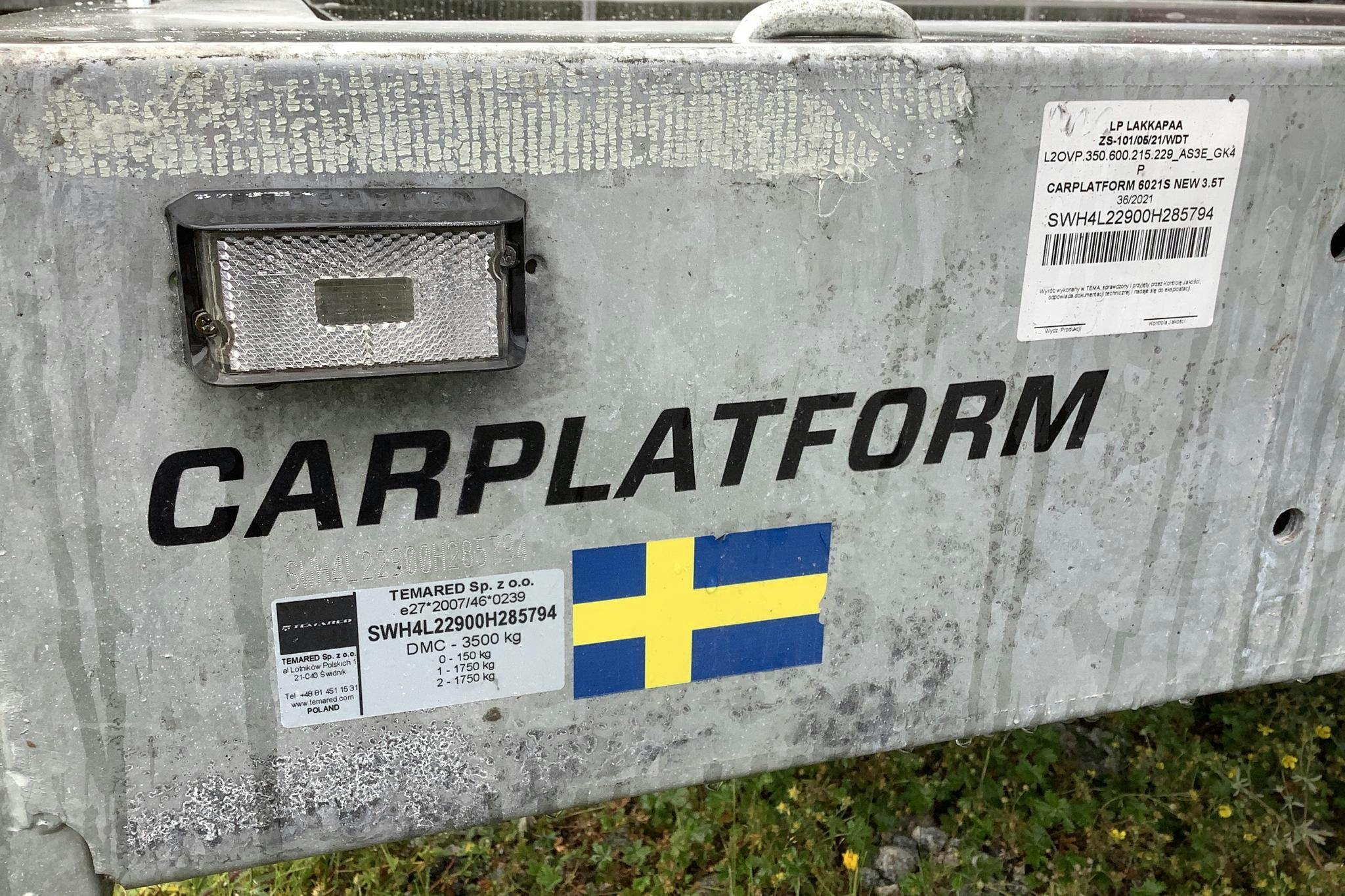 TEMARED CARPLATFORM 6021S NEW 3.5T Fordons/Maskintrailer - 0 km - silver - 2021