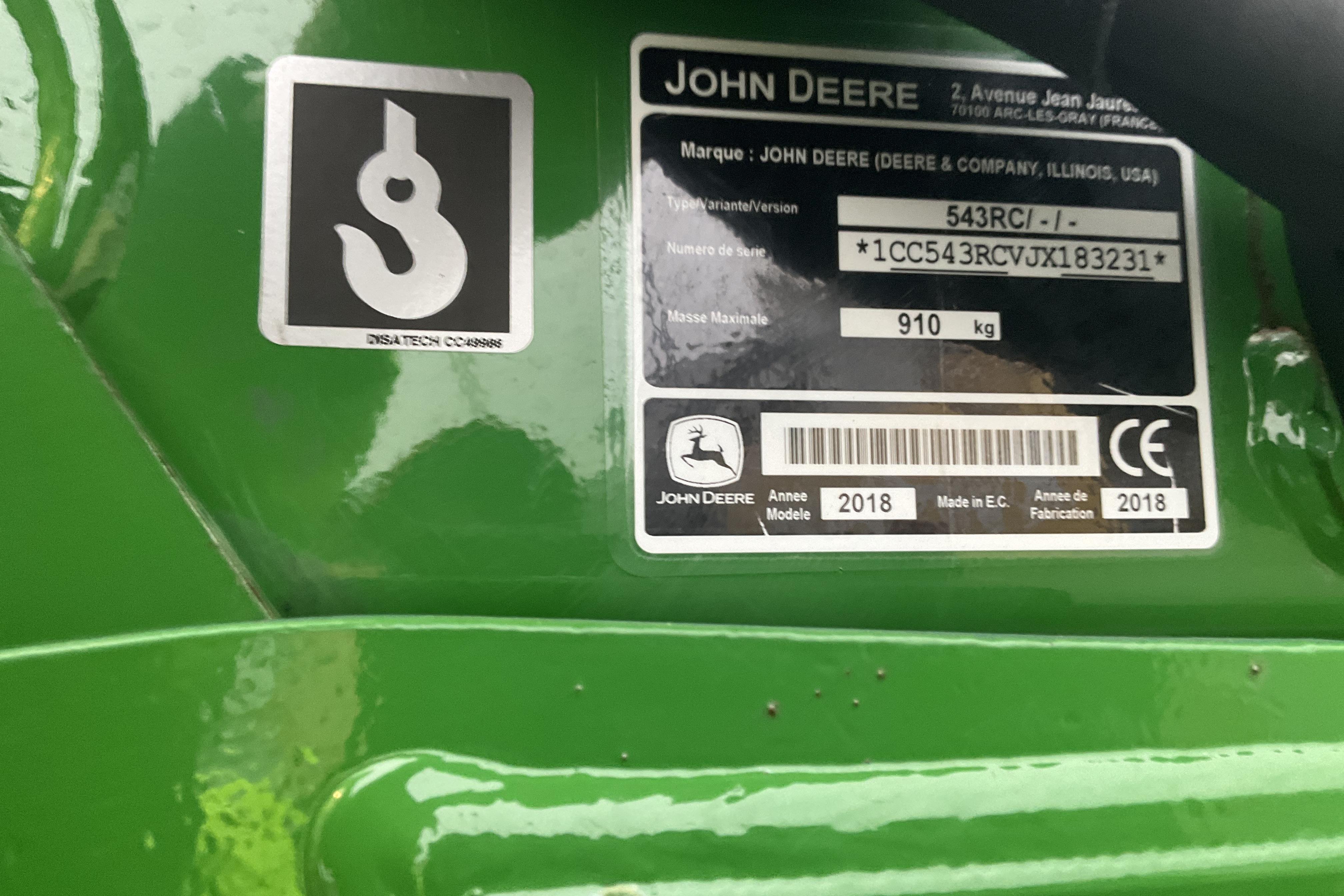 John Deere 5100R JD 543R Lastare -  - grön - 2018