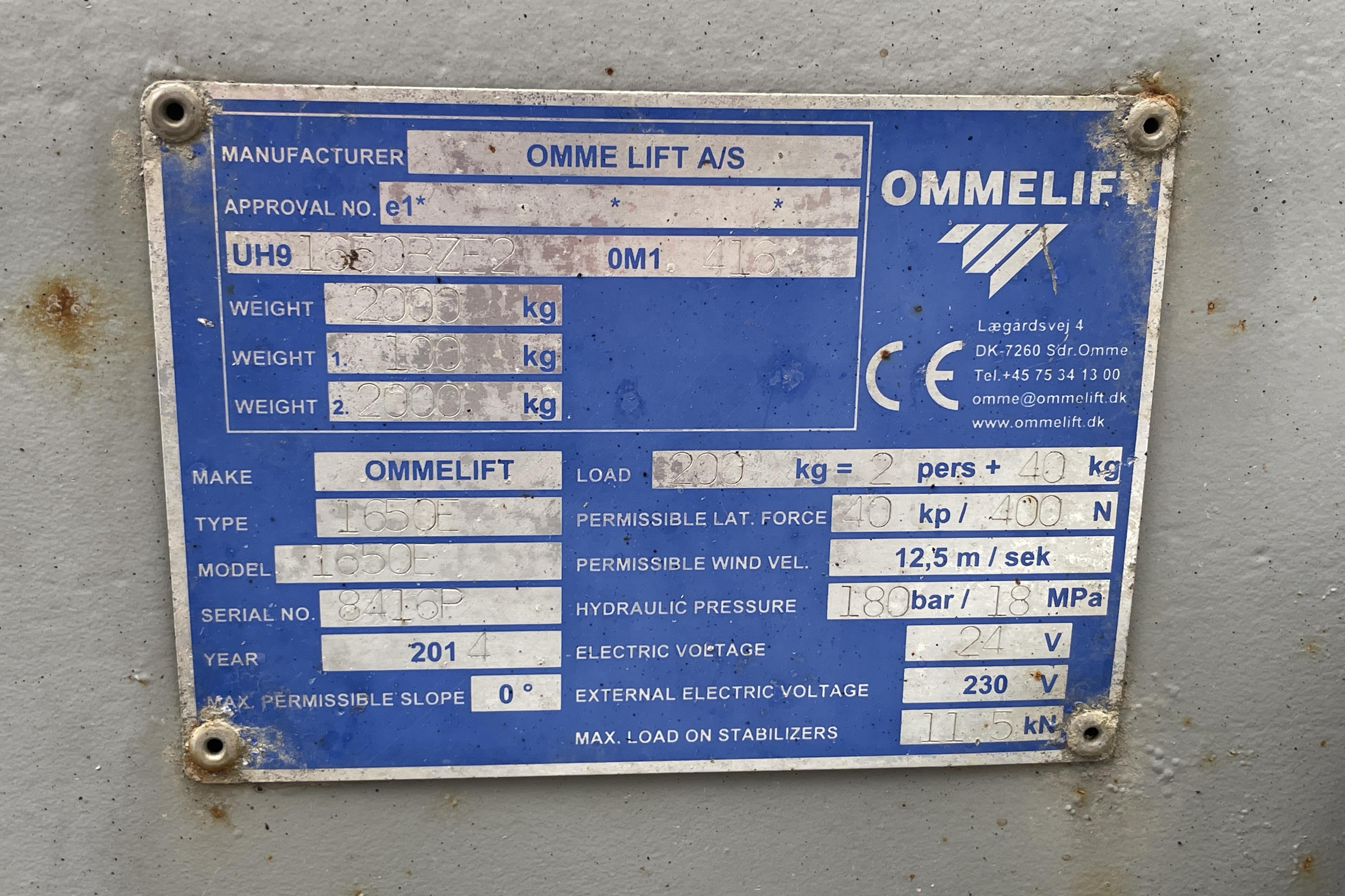 OMME LIFT 1650 E -  - gul - 2014