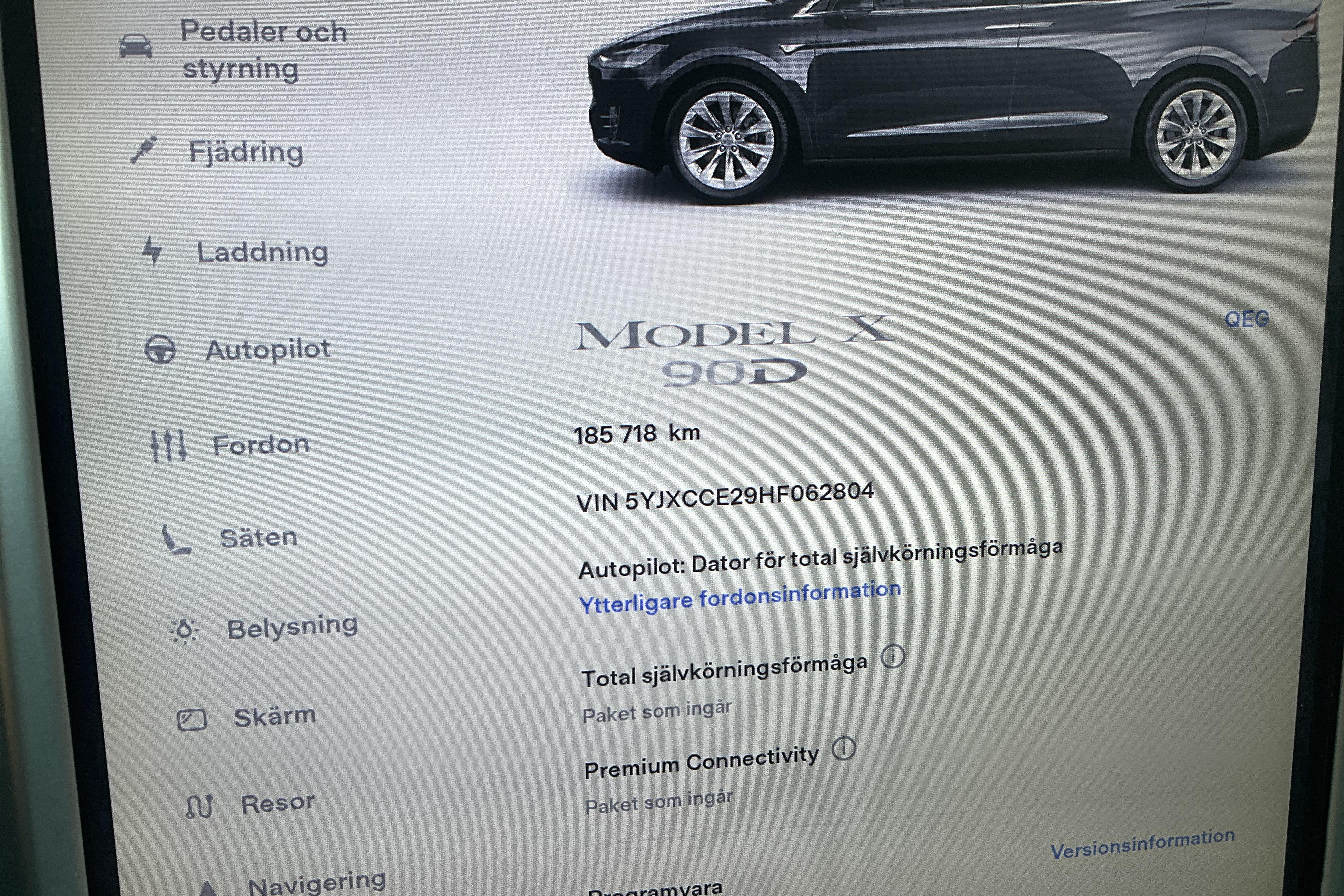 Tesla Model X 90D - 185 720 km - Automatyczna - szary - 2017