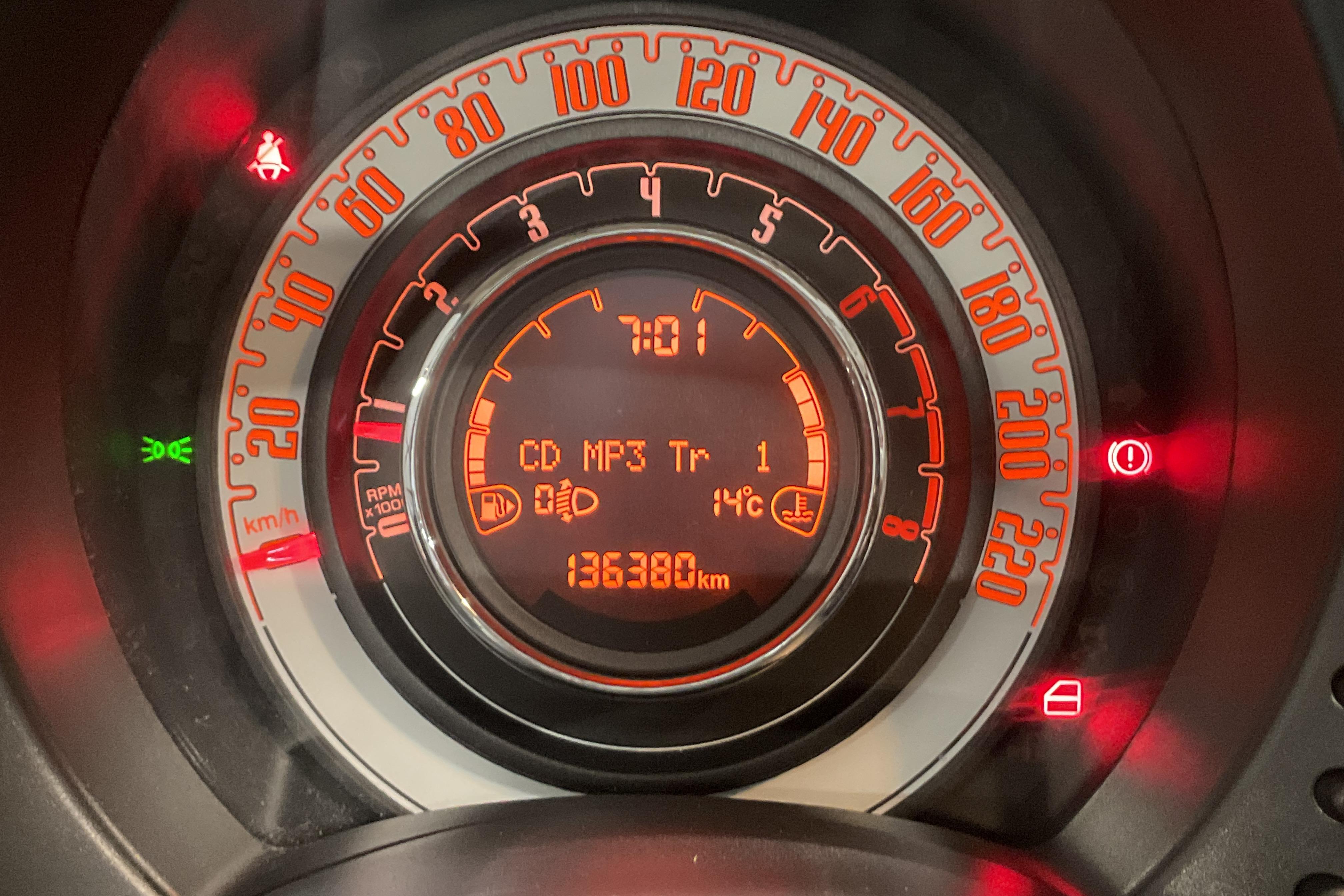 Fiat 500C 1.2 (69hk) - 136 380 km - Käsitsi - punane - 2014