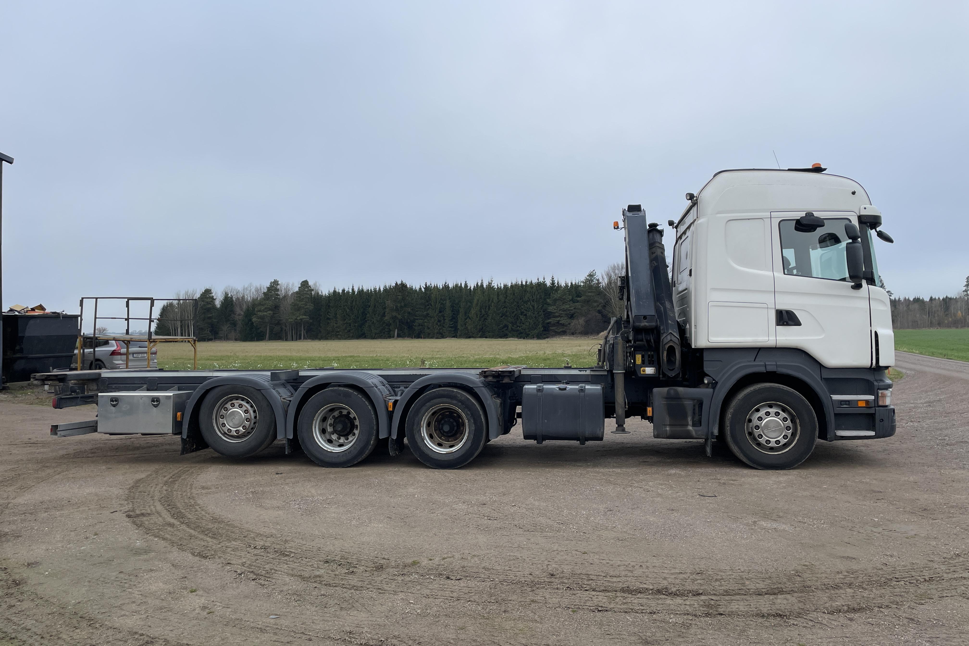 Scania R480 Kranbil med växelflaksram - 470 922 km - Manual - white - 2011