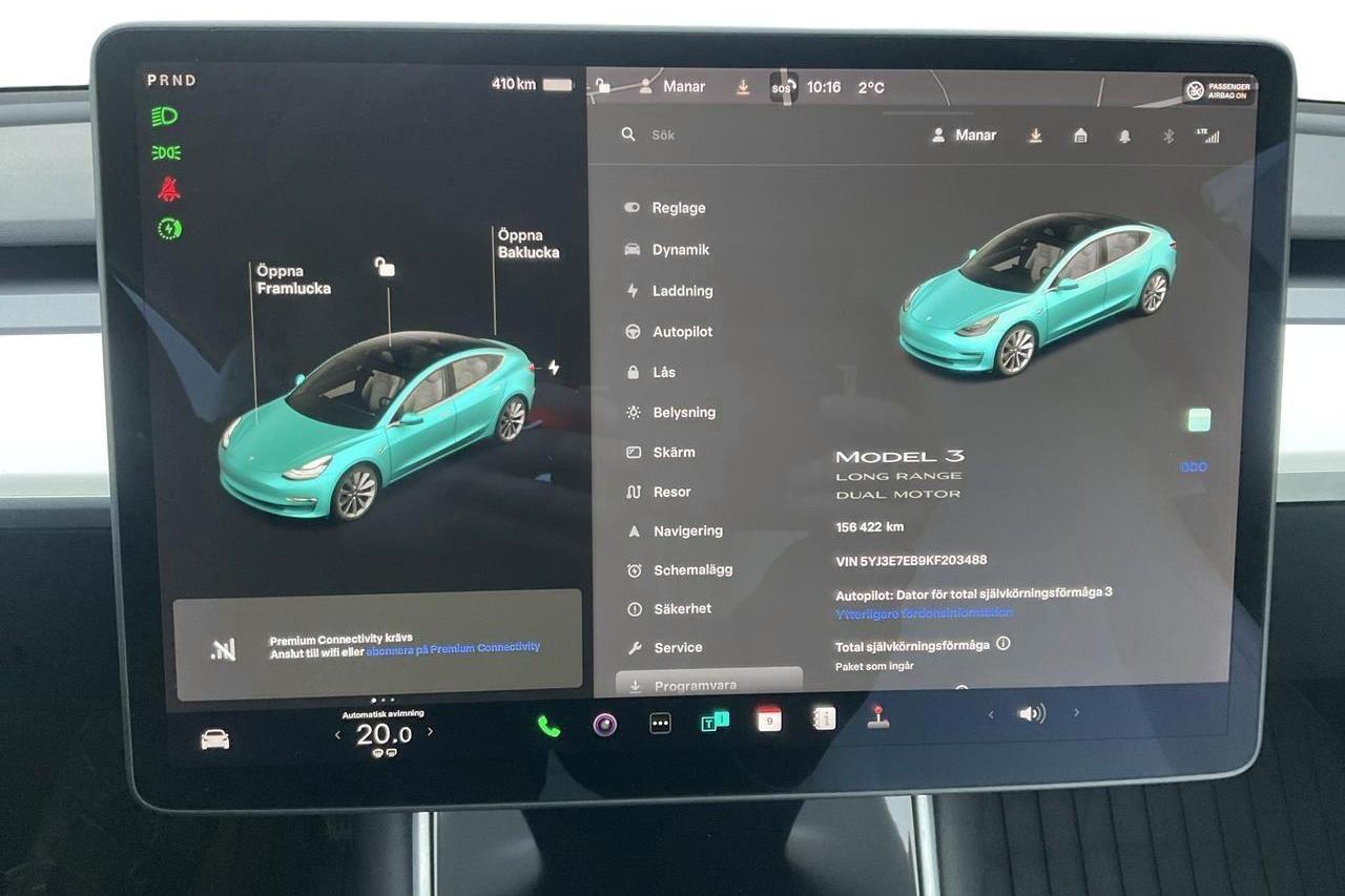 Tesla Model 3 Long Range Dual Motor AWD - 15 642 mil - Automat - svart - 2019