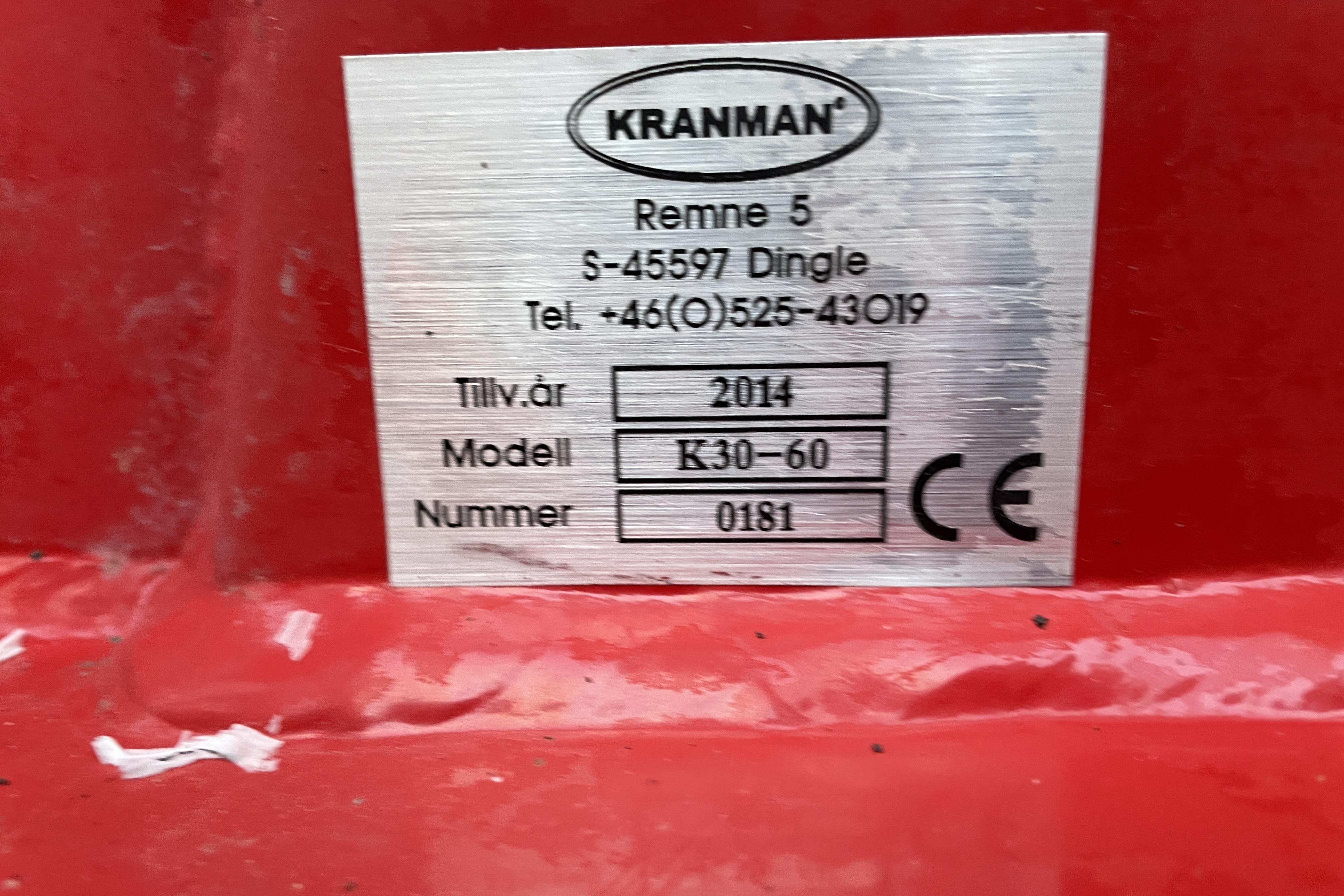 Kranman Timmervagn T1900 med kran 30-60 - 0 km - 2014