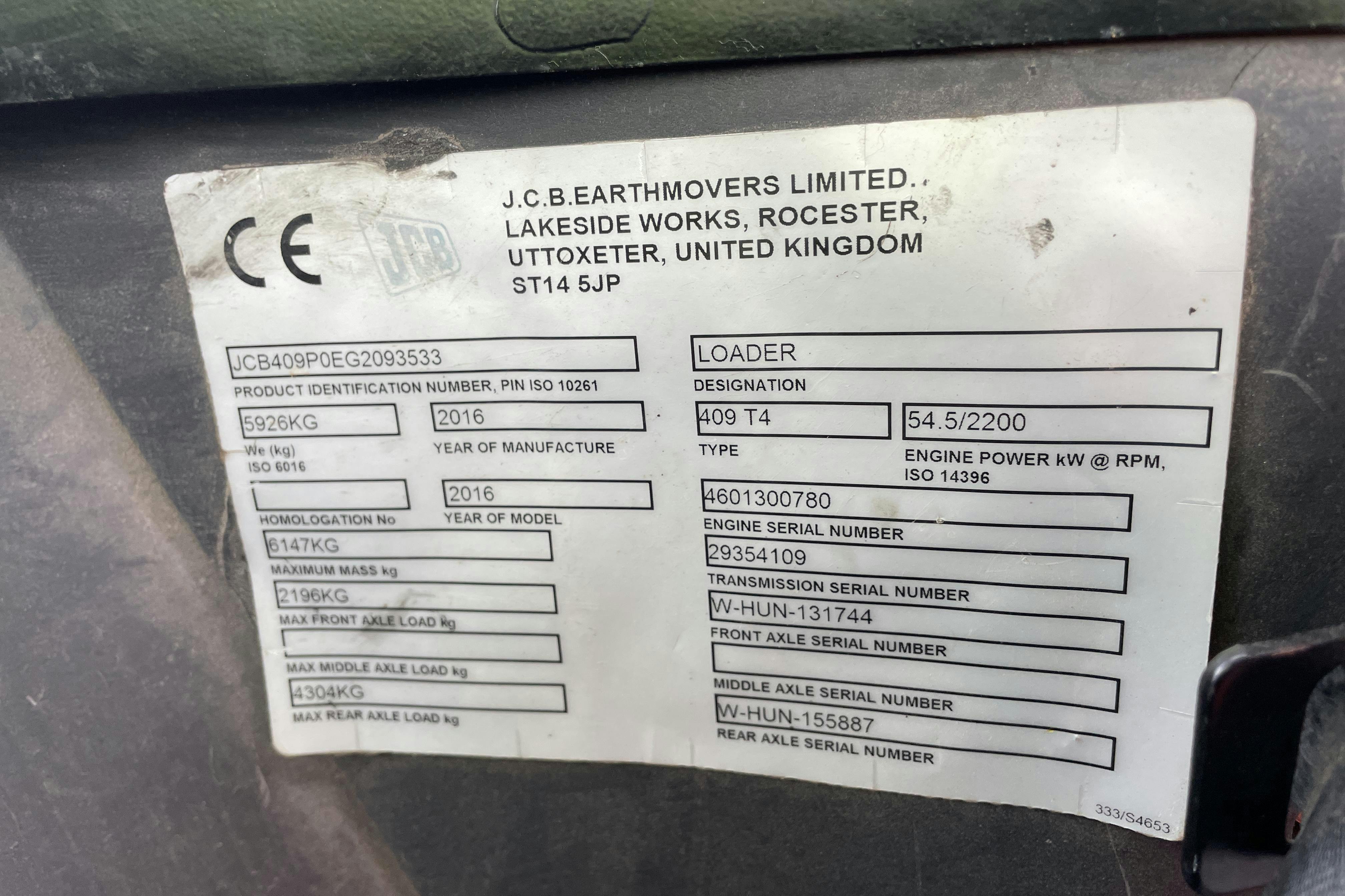 JCB 409 inkl redskap -  - Automat - 2016