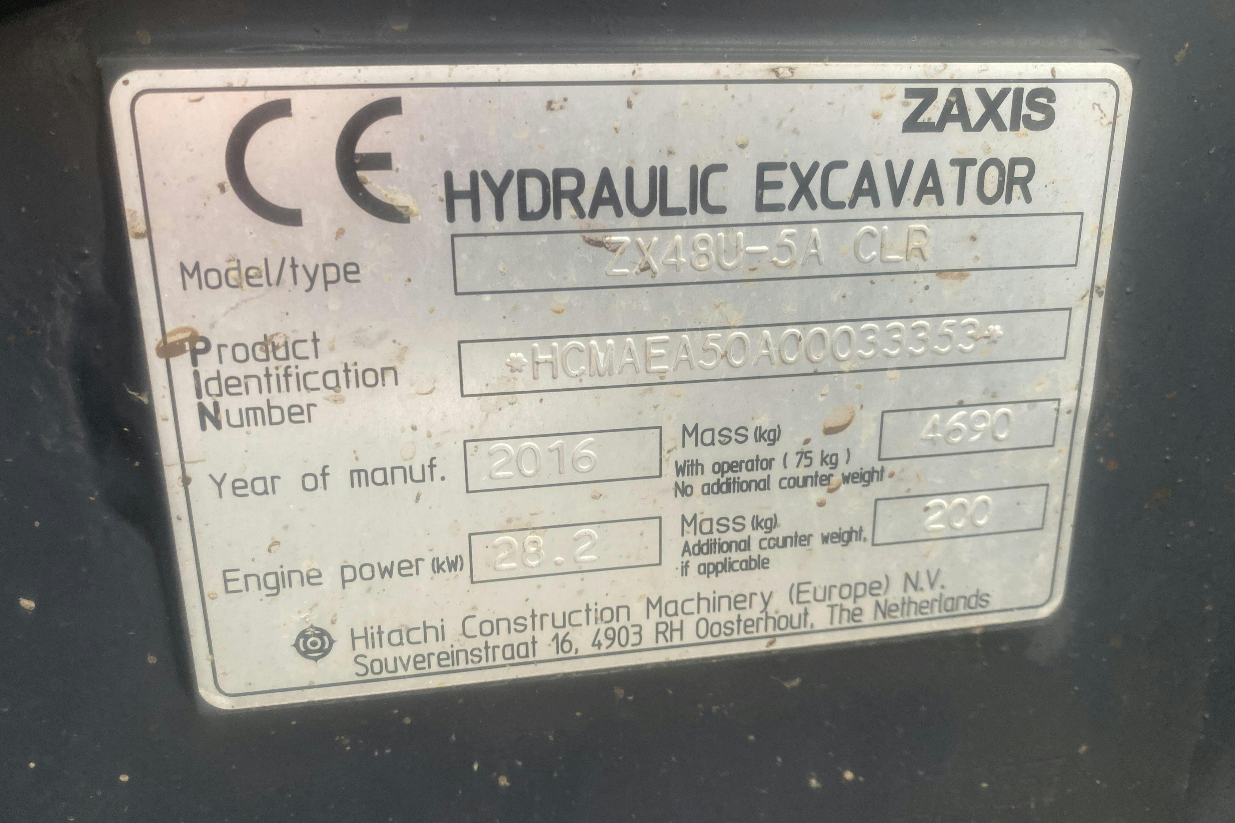 HITACHI ZX48U-5A med planeringskopa + kabelskopa -  - 2016