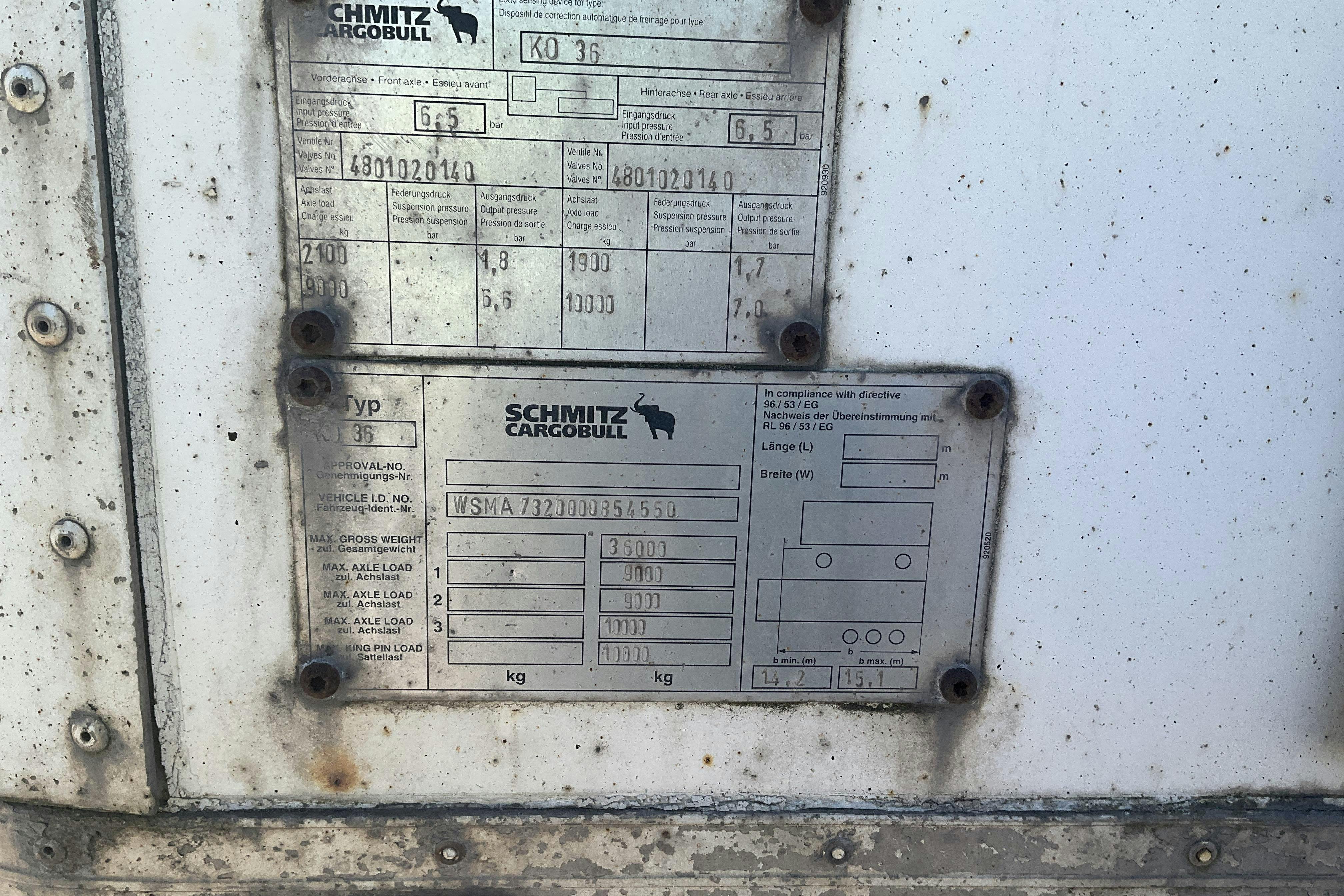 SCHMITZ CARGOBULL K0 36 - 0 km - 2009