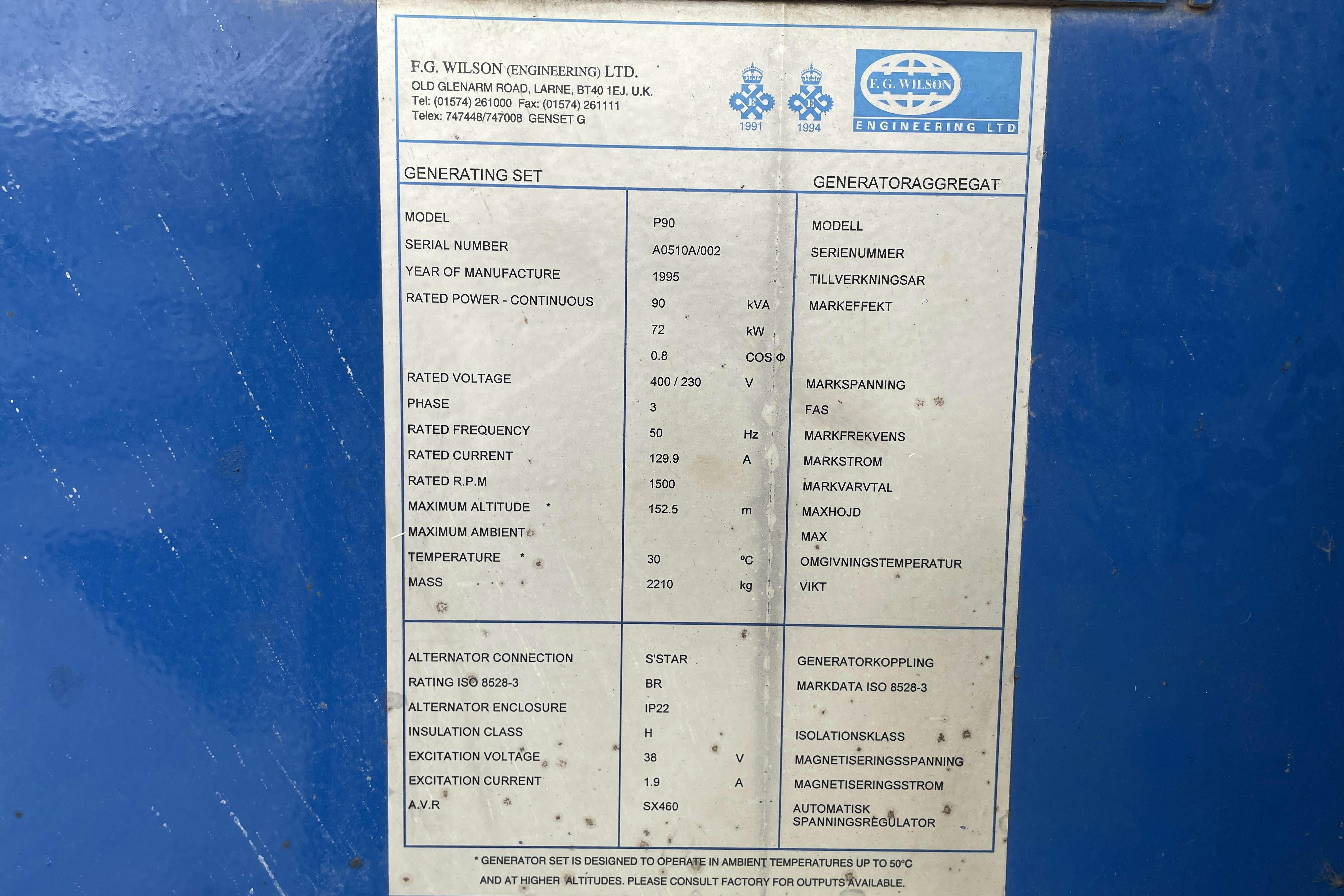 FG Wilson P90 Elverk -  - 1995