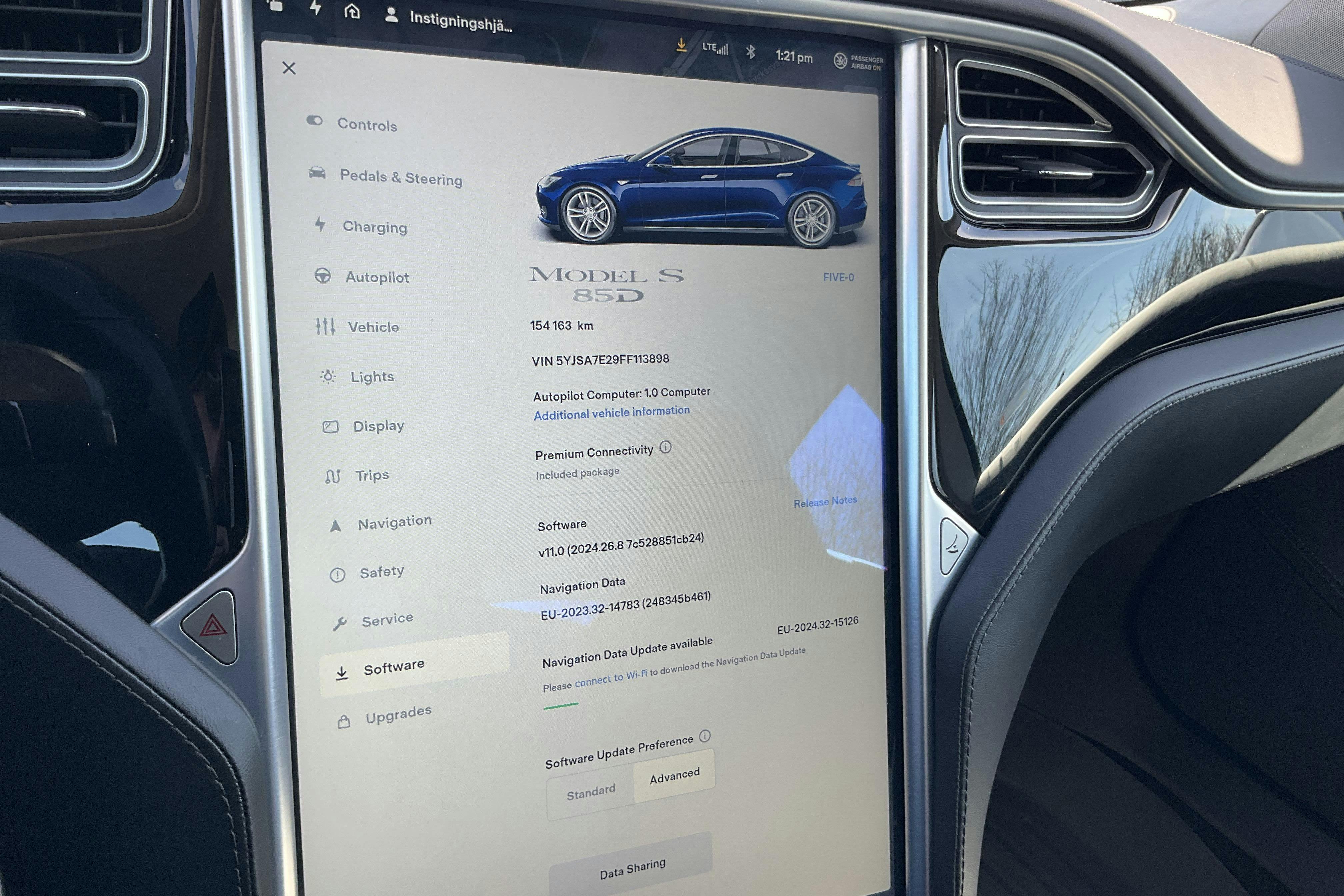 Tesla Model S 85D - 154 170 km - Automatyczna - niebieski - 2015