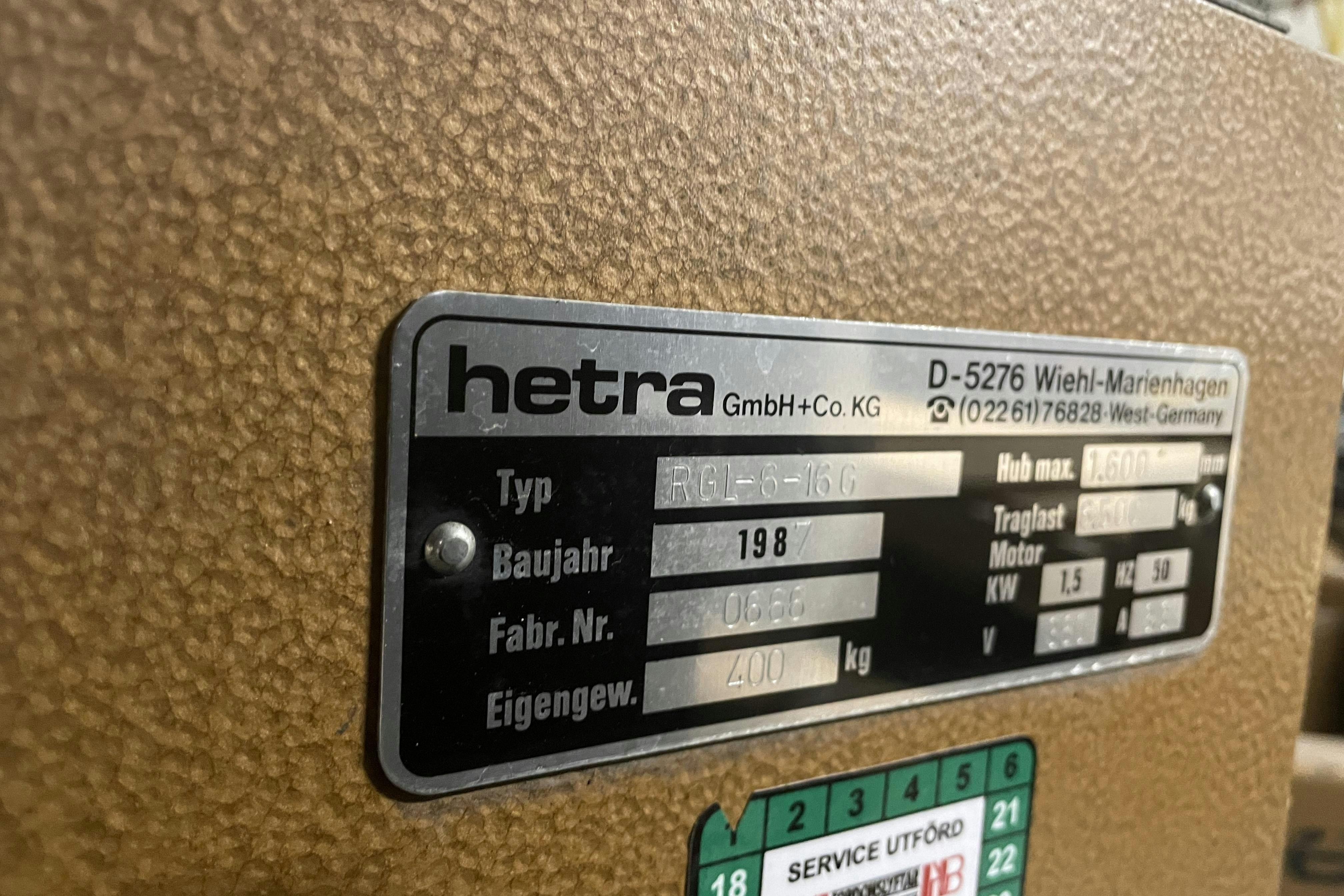 Hetra RGL-6-16G - 0 km - 1987